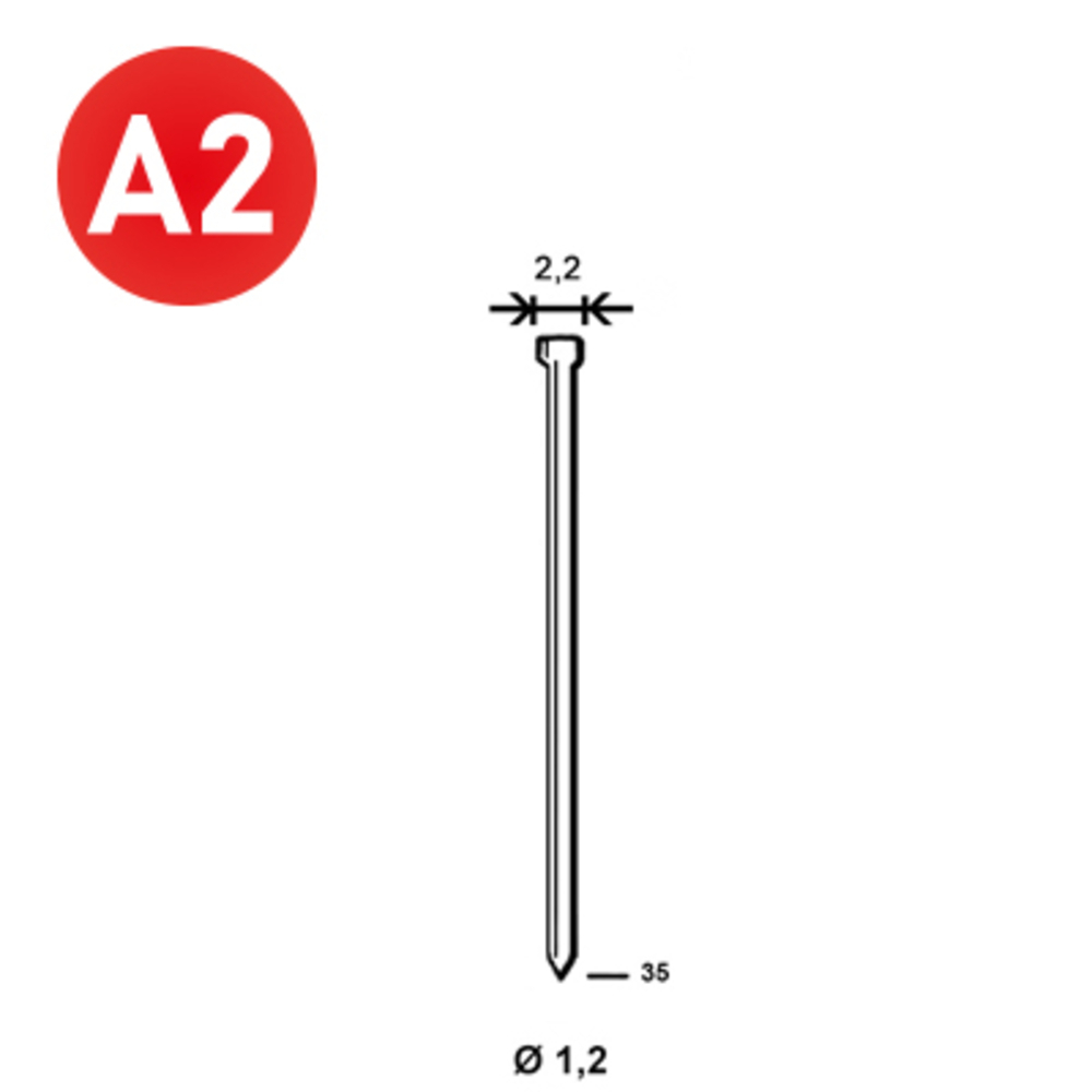 2000 Pointes fines MINIBRADS J-35 INOX - ALSAFIX - 6J-359