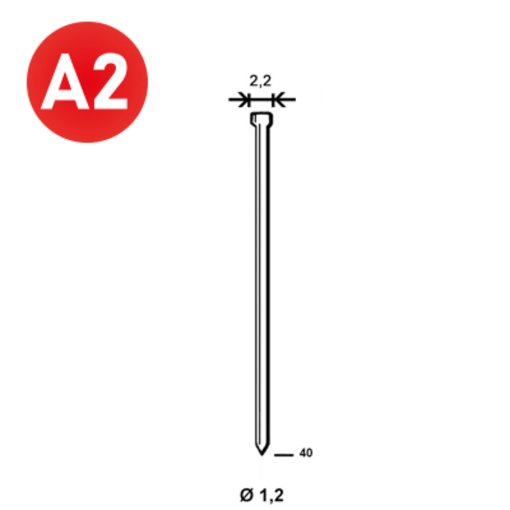 2000 Pointes fines MINIBRADS J-40 INOX - ALSAFIX - 6J-409