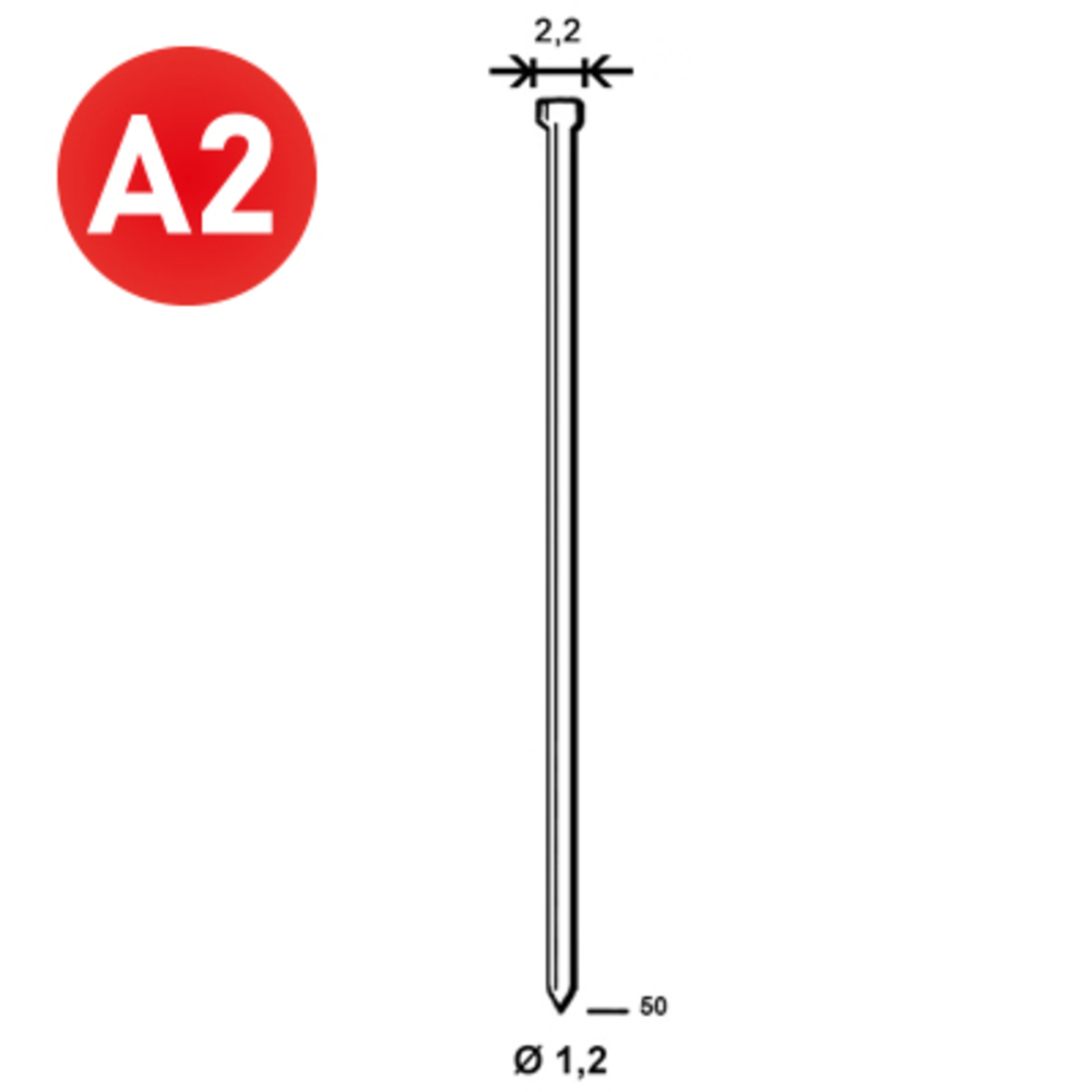 2000 Pointes fines MINIBRADS J-50 INOX - ALSAFIX - 6J-509