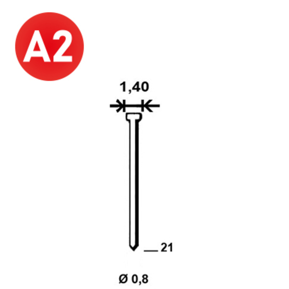 12500 POINTES MICROPointes fines BRADS JA-21 INOX - ALSAFIX - 6JA219