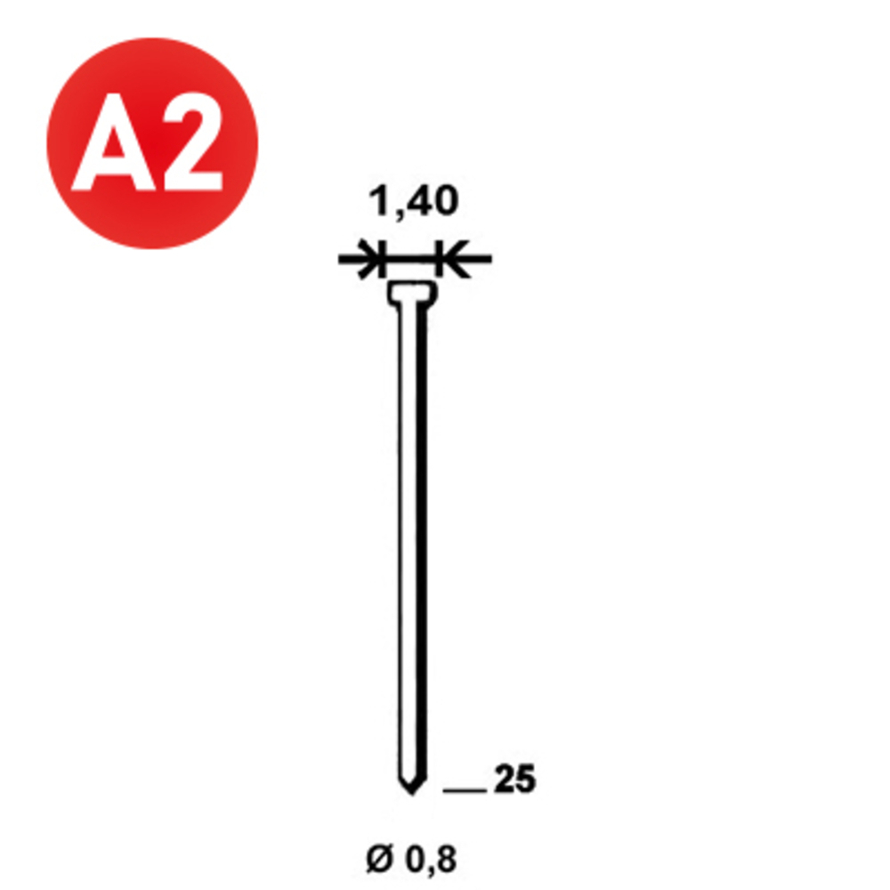 14000 POINTES MICROPointes fines BRADS JA-25 INOX - ALSAFIX - 6JA259
