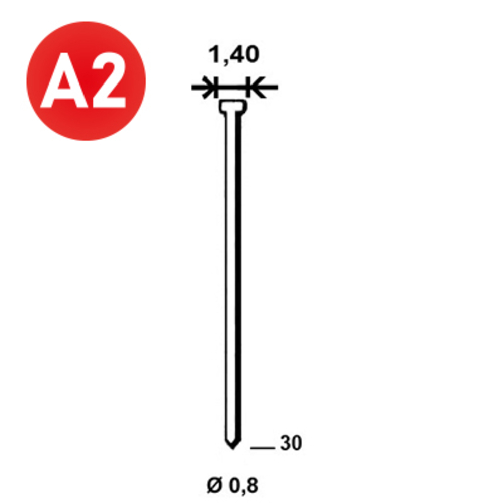 14000 POINTES MICROPointes fines BRADS JA-30 INOX - ALSAFIX - 6JA309