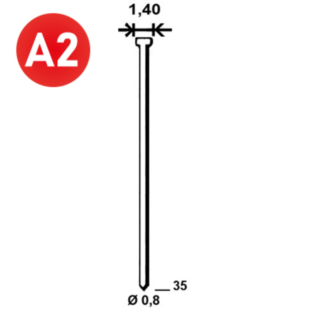 14000 POINTES MICROPointes fines BRADS JA-35 INOX - ALSAFIX - 6JA359