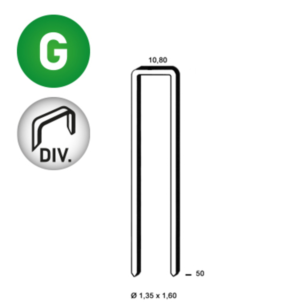 10400 AGRAFES L-50 DIVERGALVA - ALSAFIX - 6L-502