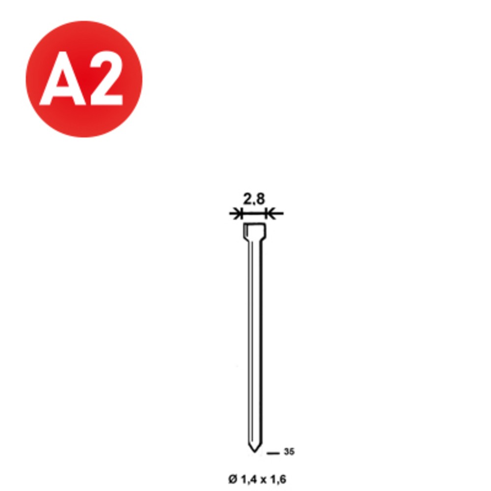 2500 Pointes fines BRADS N-35 INOX - ALSAFIX - 6N-359