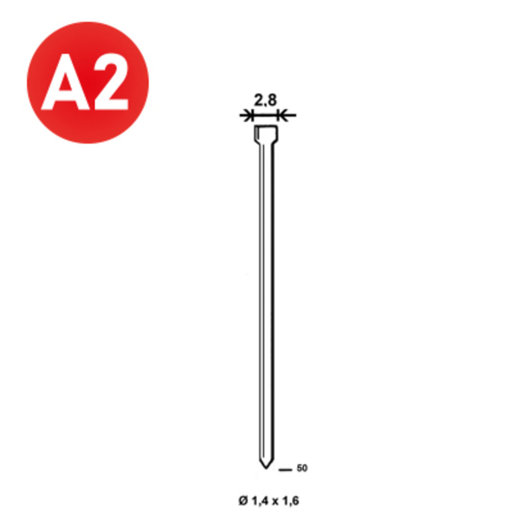 2500 Pointes fines BRADS N-50 INOX - ALSAFIX - 6N-509