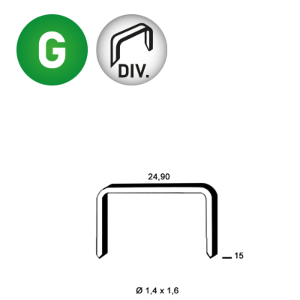 12600 AGRAFES WC-15 GALVA DIVER- ALSAFIX - 6WC151D