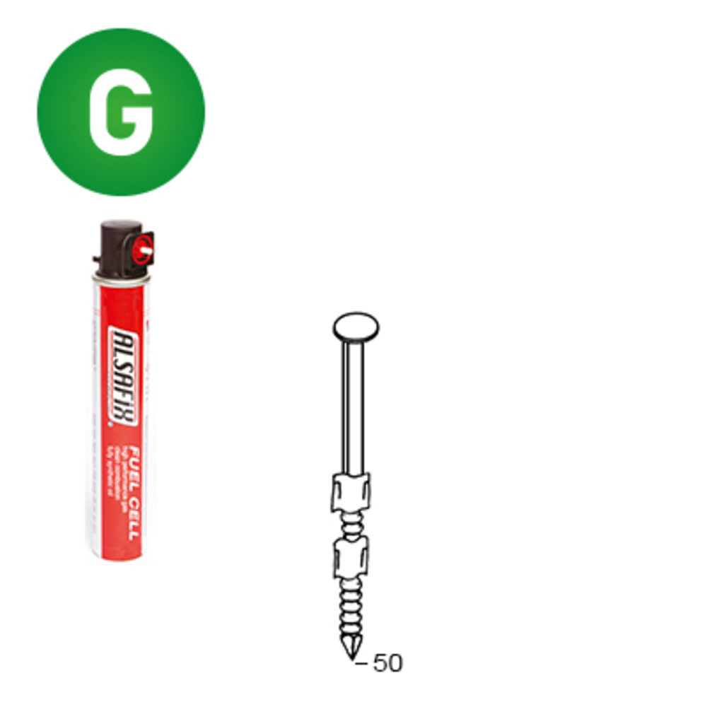 PACK 20° 2,9 X 50 ANNELÉE GALVANISÉE - 2200 POINTES + 2 GAZ - ALSAFIX - P2029506