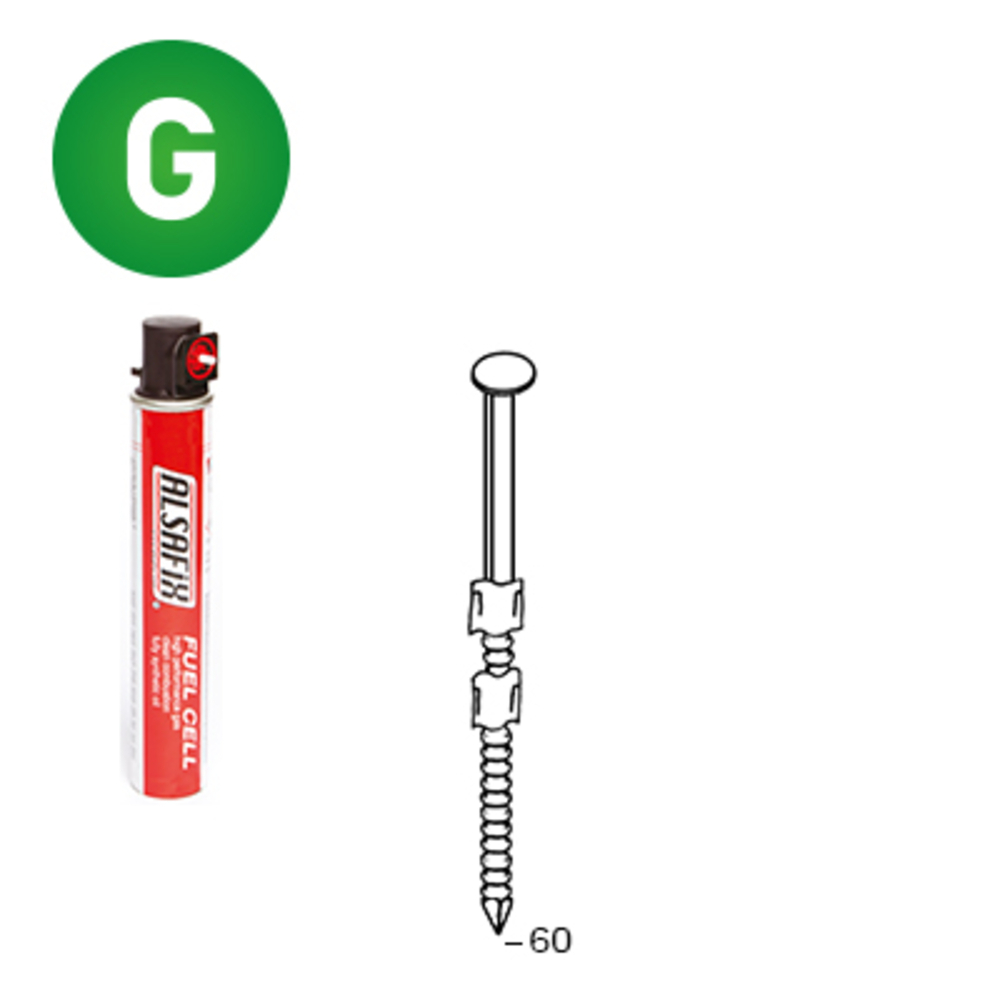 PACK 20° 2,9 X 60 ANNELÉE GALVANISÉE - 2200 POINTES + 2 GAZ - ALSAFIX - P2029606