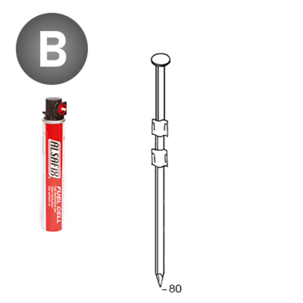 PACK 20° 3,1 X 80 LISSES - 2200 POINTES + 2 GAZ - ALSAFIX - P2031801