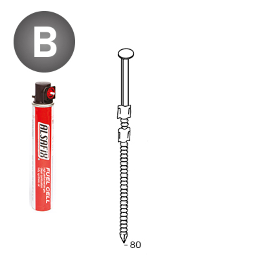 PACK 20° 3,1 X 80 ANNELÉES - 2200 POINTES + 2 GAZ - ALSAFIX - P2031802