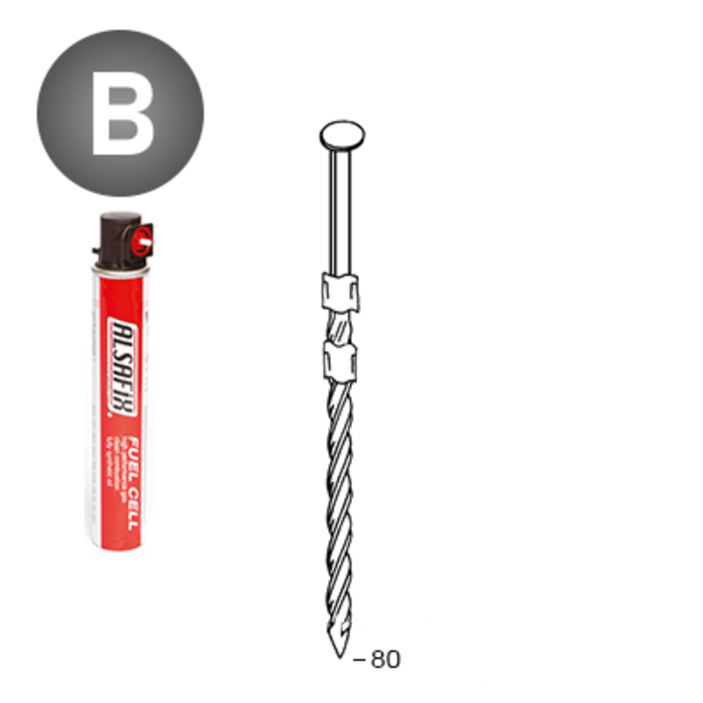PACK 20° 3,1 X 80 TORSADÉES - 2200 POINTES + 2 GAZ - ALSAFIX - P2031803