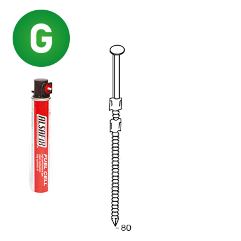 PACK 20° 3,1 X 80 ANNELÉE GALVANISÉE - 2200 POINTES + 2 GAZ - ALSAFIX - P2031806
