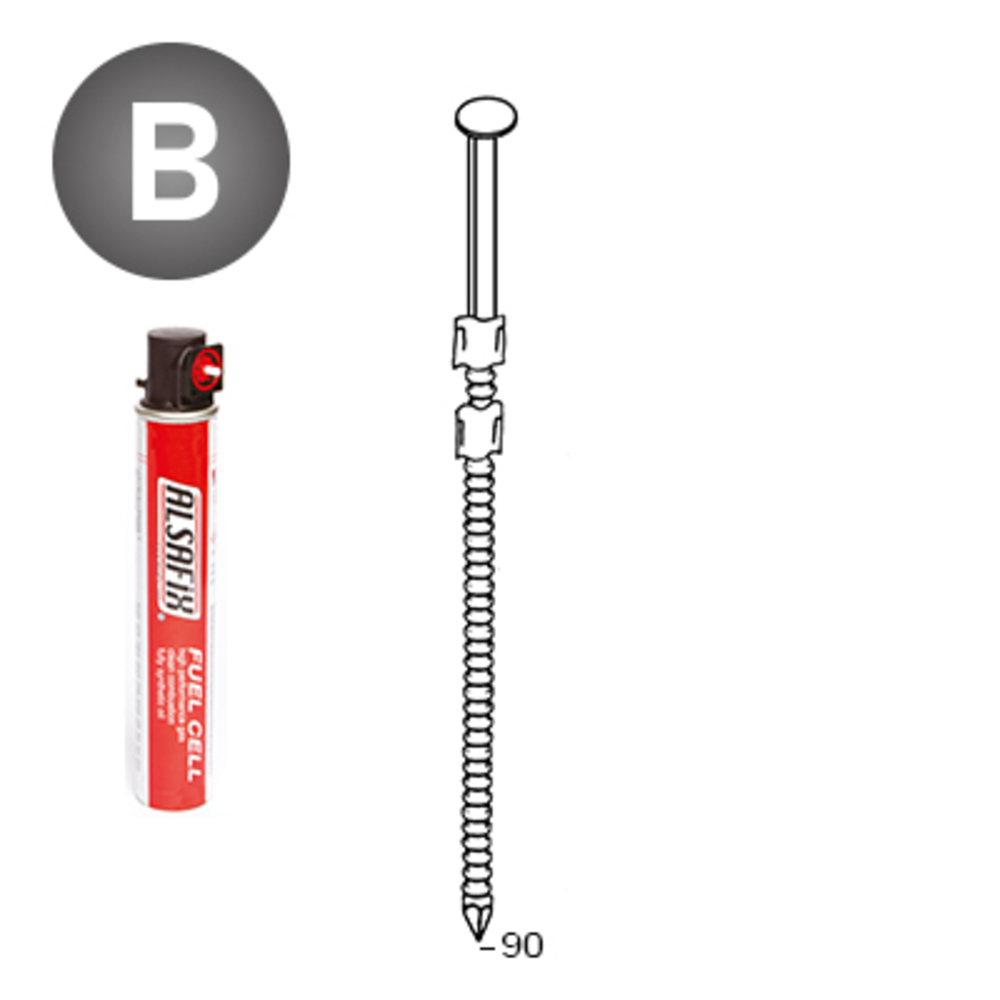 PACK 20° 3,1 X 90 ANNELÉES - 2200 POINTES + 2 GAZ - ALSAFIX - P2031902