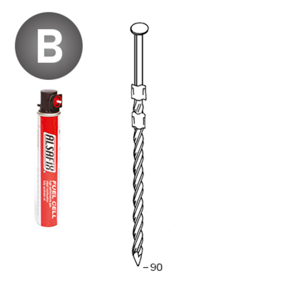 PACK 20° 3,1 X 90 TORSADÉES - 2200 POINTES + 2 GAZ - ALSAFIX - P2031903