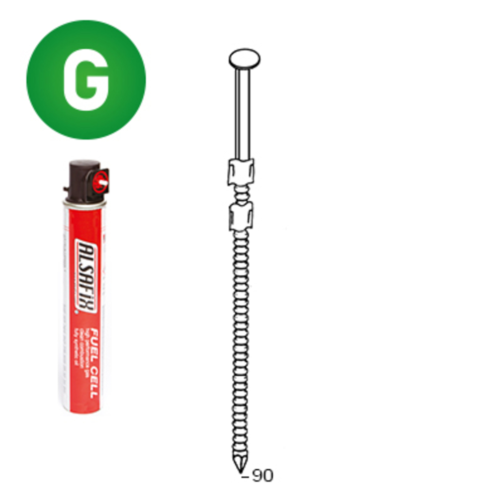 PACK 20° 3,1 X 90 ANNELÉE GALVANISÉE - 2200 POINTES + 2 GAZ - ALSAFIX - P2031906