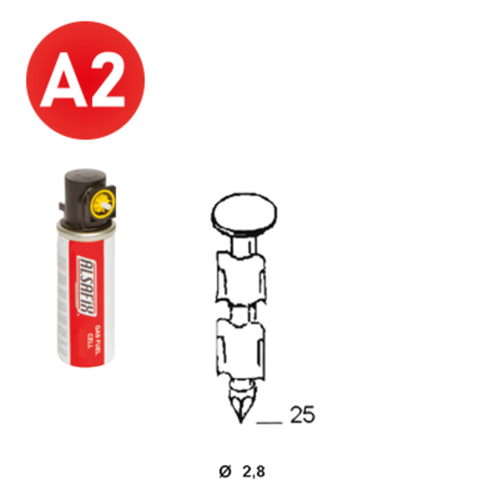 PACKS JDB 25° 28X25 ANNELÉES INOX - 2000 POINTES + 2 GAZ - ALSAFIX - P2528259