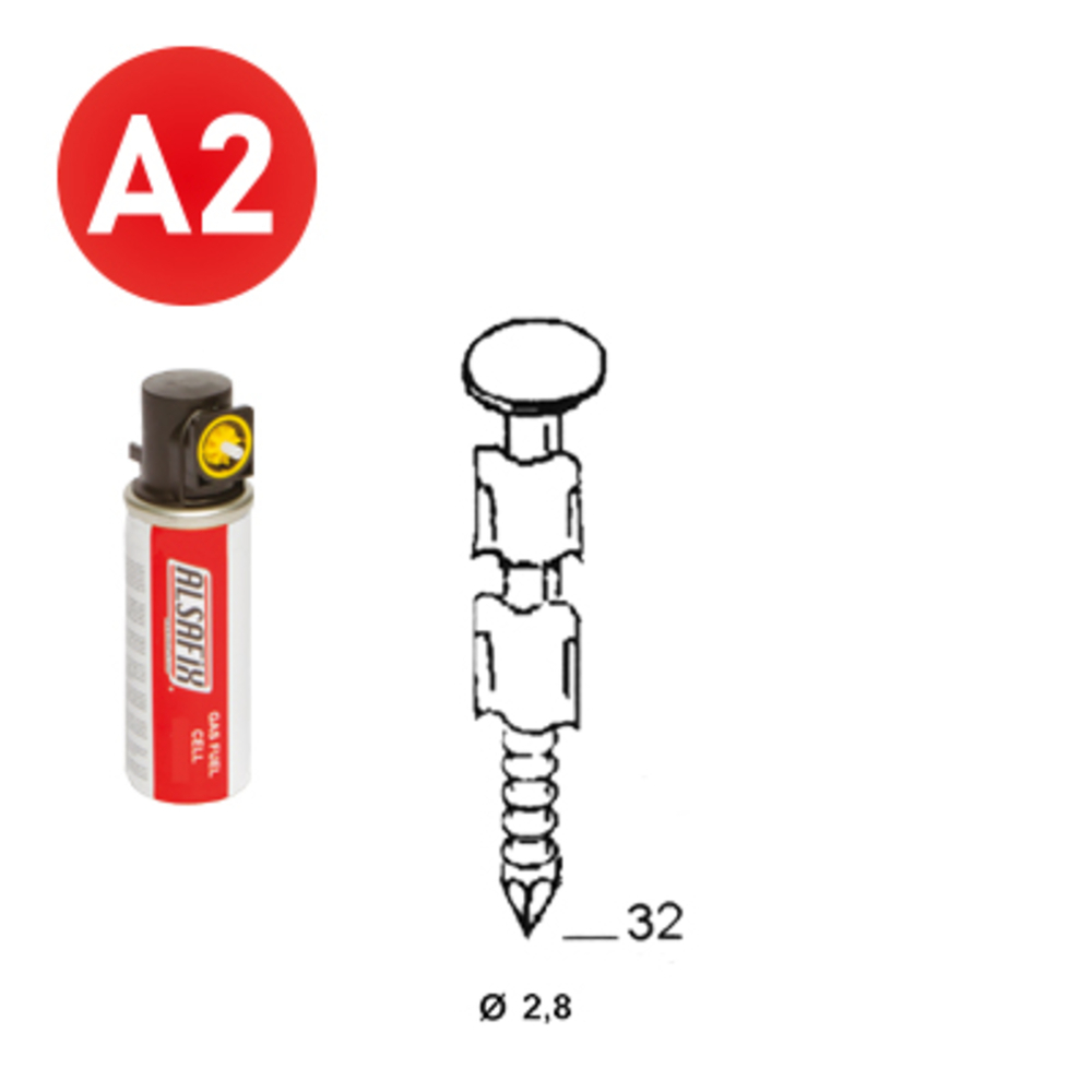 PACKS JDB 25° 28X32 ANNELÉES INOX - 2000 POINTES + 2 GAZ - ALSAFIX - P2528329