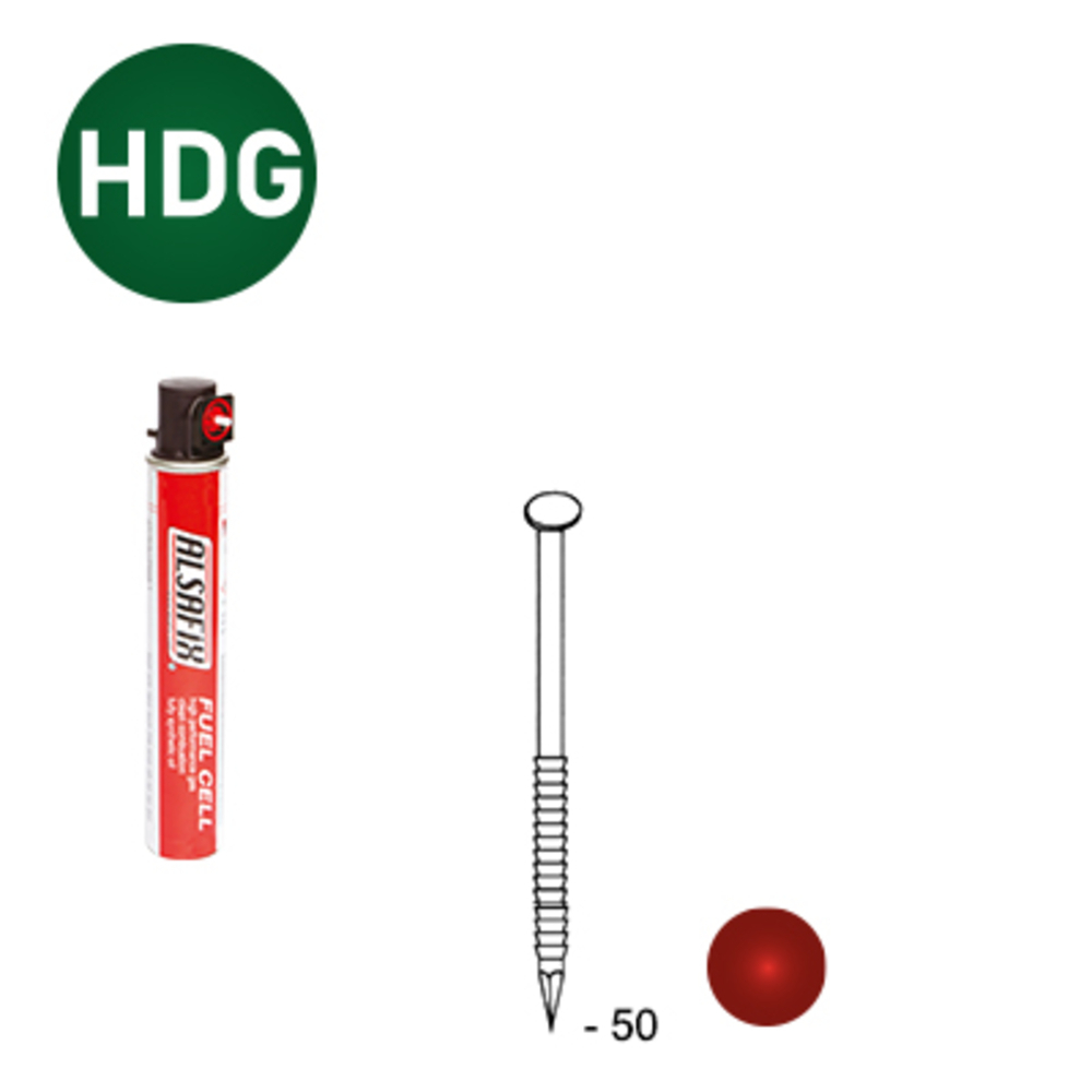 PACK 34° 2,5X50 ANNELÉE HDG ROUGE - 2200 POINTES + 2 GAZ - ALSAFIX - P3425507