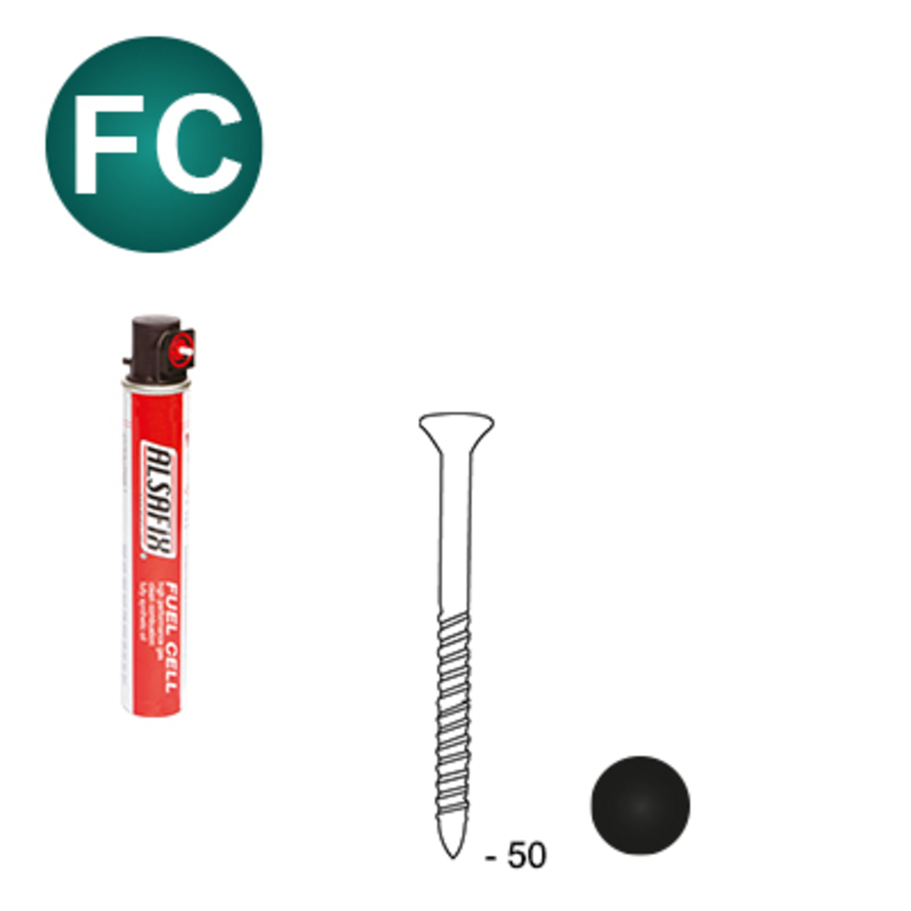PACK SCRAIL 34° 2,5X50 NOIR - 2200 POINTES + 2 GAZ - ALSAFIX - P342550FSB