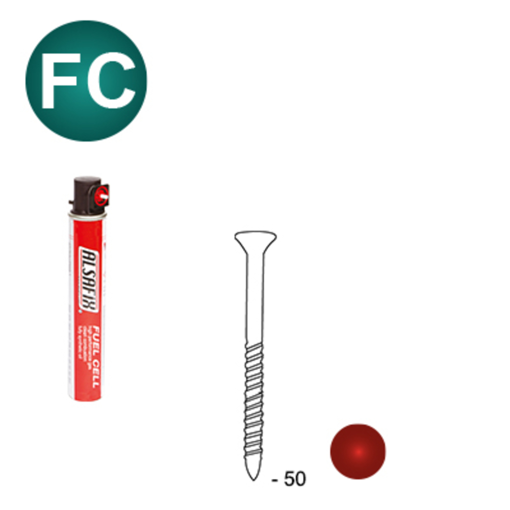 PACK SCRAIL 34° 2,5X50 ROUGE - 2200 POINTES + 2 GAZ - ALSAFIX - P342550FSR