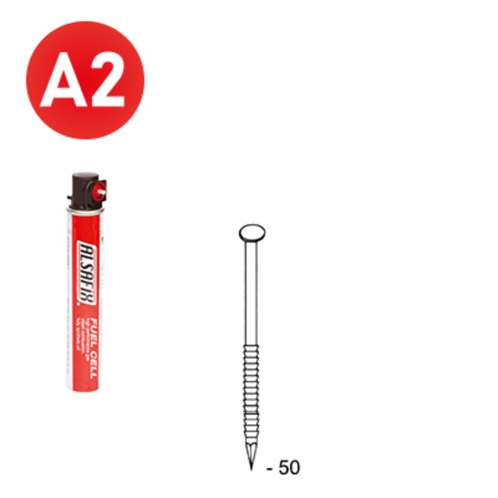 PACK 34° 2,8 X 50 ANNELÉE INOX - 2200 POINTES + 2 GAZ - ALSAFIX - P3428509