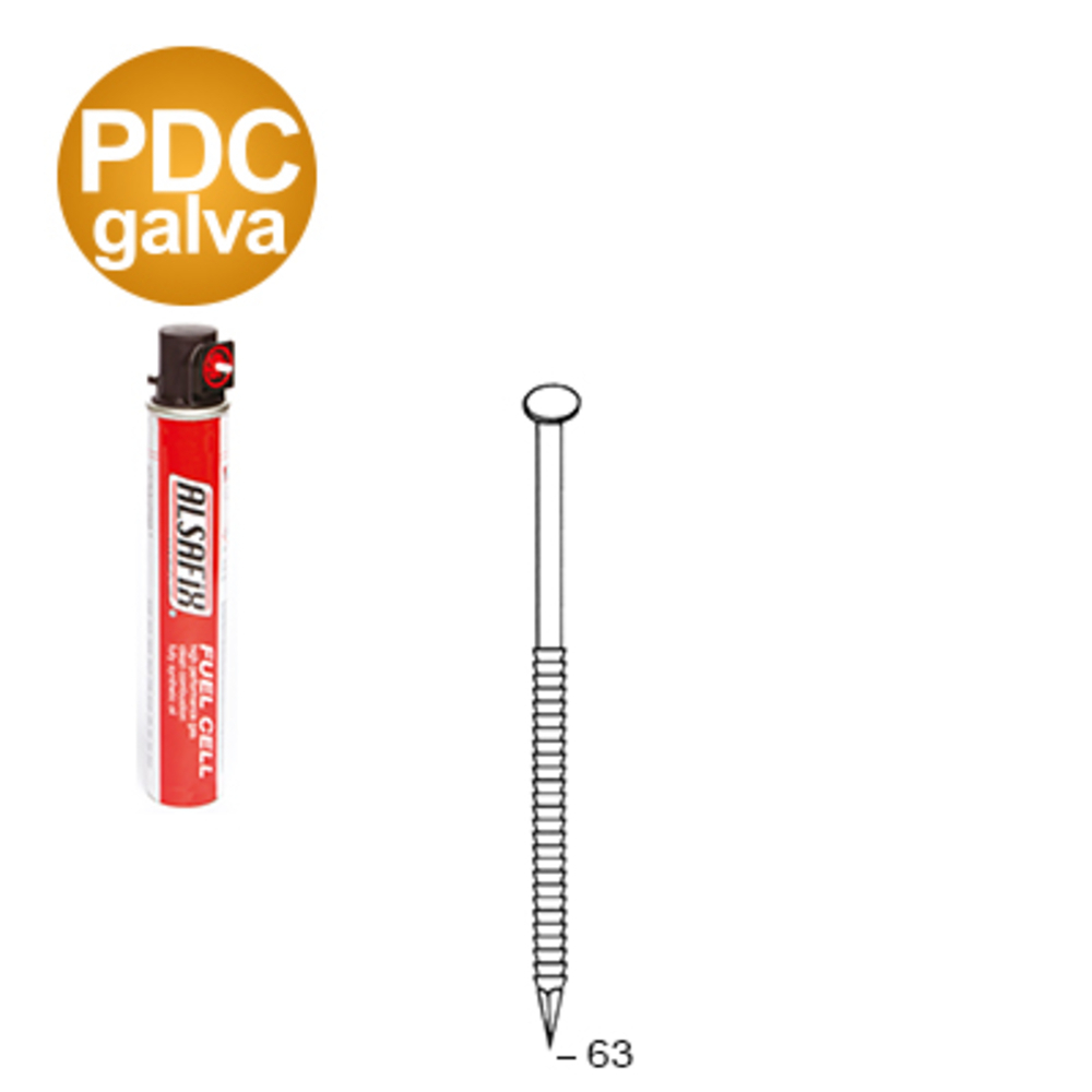 PACK 34° 28 X 63 ANNELÉE GALVANISÉE PDC - 2040 POINTES + 2 GAZ - ALSAFIX - P3428636DC