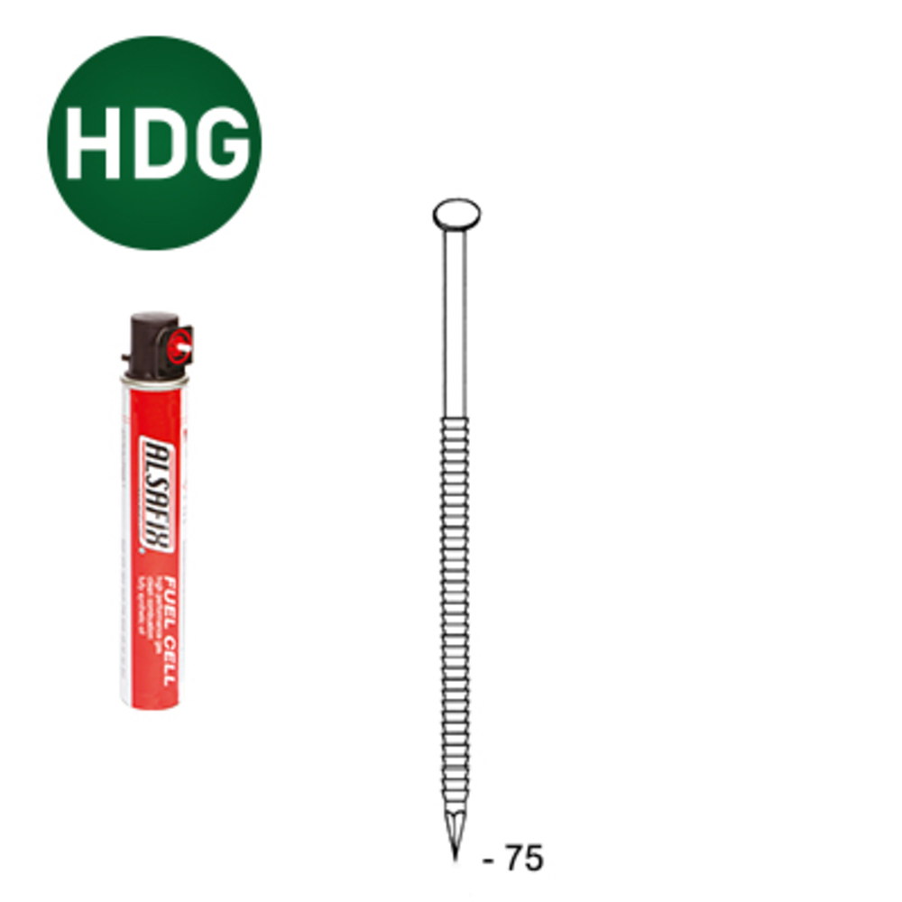 PACK 34° 2,8 X 75 ANNELÉE HDG - 2200 POINTES + 2 GAZ - ALSAFIX - P3428757