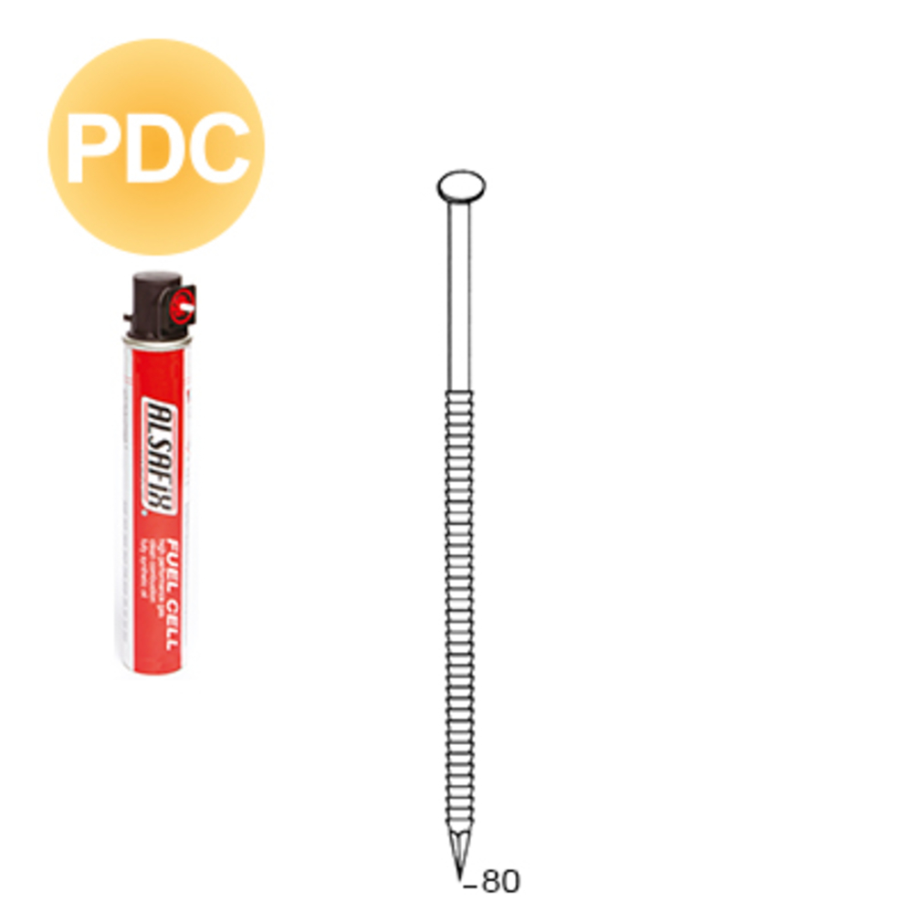 PACK 34° 28 X 80 ANNELÉES PDC - 2040 POINTES + 2 GAZ - ALSAFIX - P3428802DC
