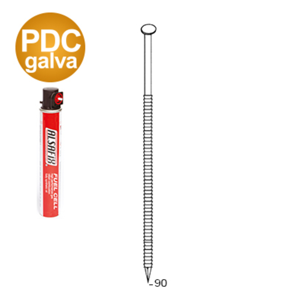 PACK 34° 31 X 90 ANNELÉE GALVANISÉE PDC - 2040 POINTES + 2 GAZ - ALSAFIX - P3431906DC