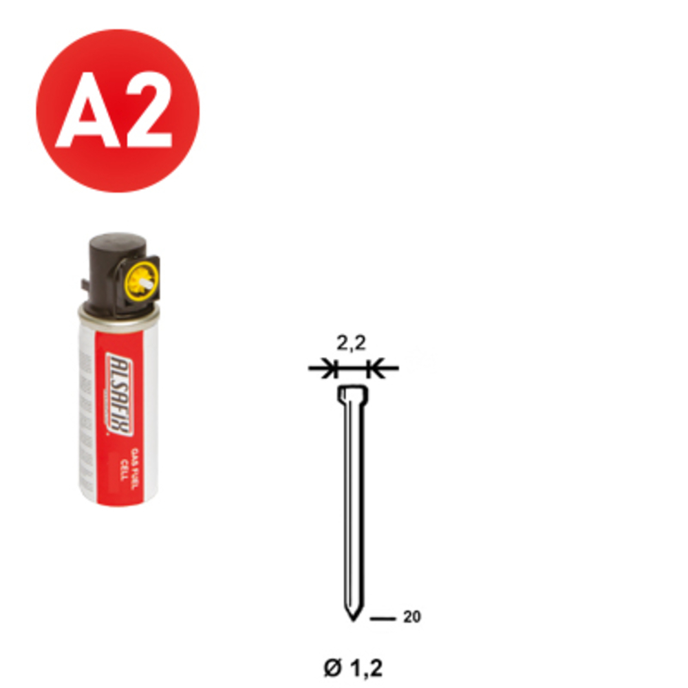 PACK 2 000 J-20 INOX + 2 GAZ GAZ0020 - ALSAFIX - P6J-199