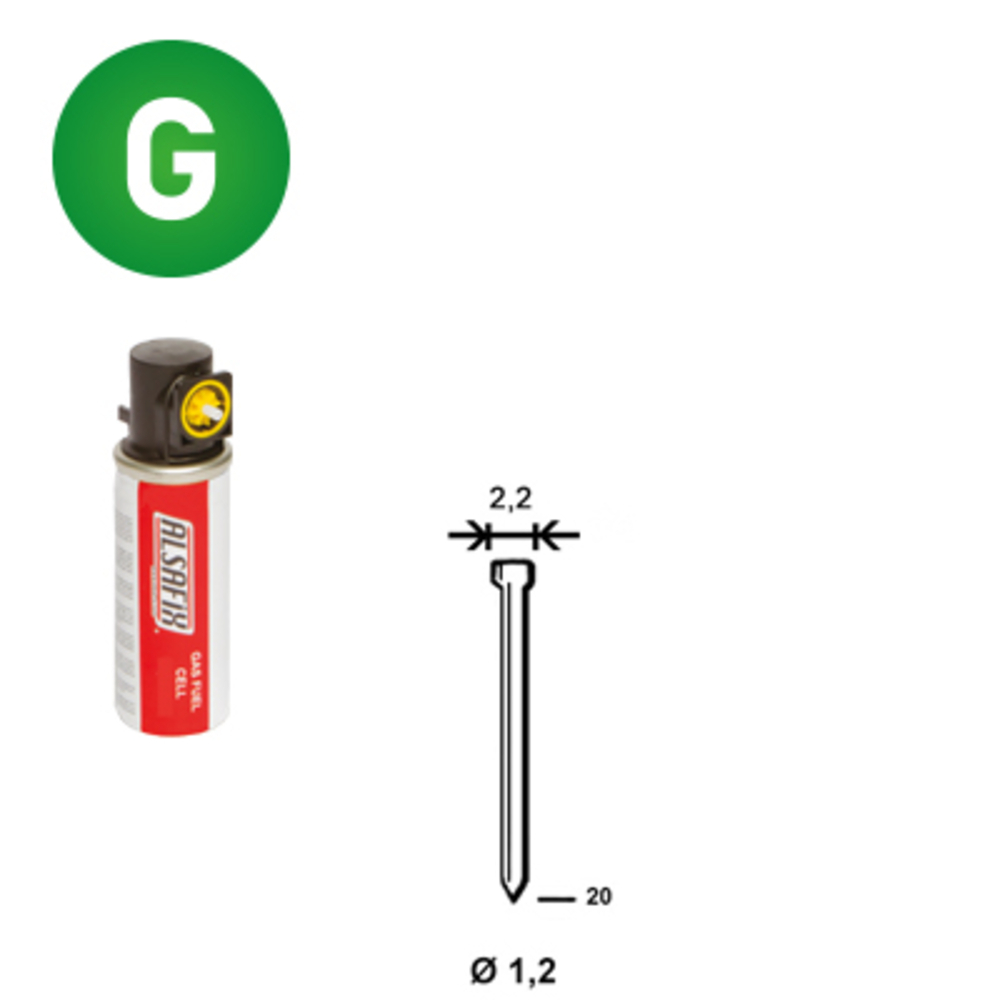 PACK 2 000 J-20 GALVA + 2 GAZ GAZ0020 - ALSAFIX - P6J-201