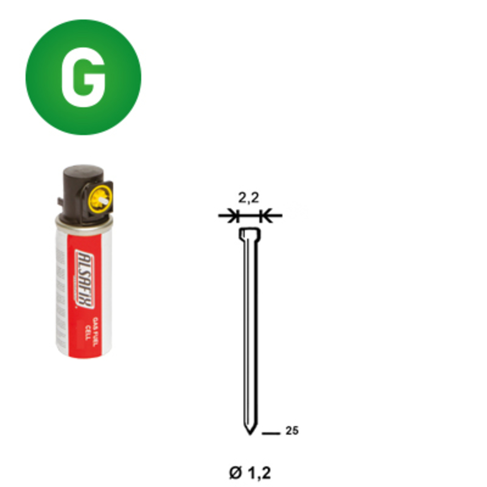 PACK 2 000 J-25 GALVA + 2 GAZ GAZ0020 - ALSAFIX - P6J-251