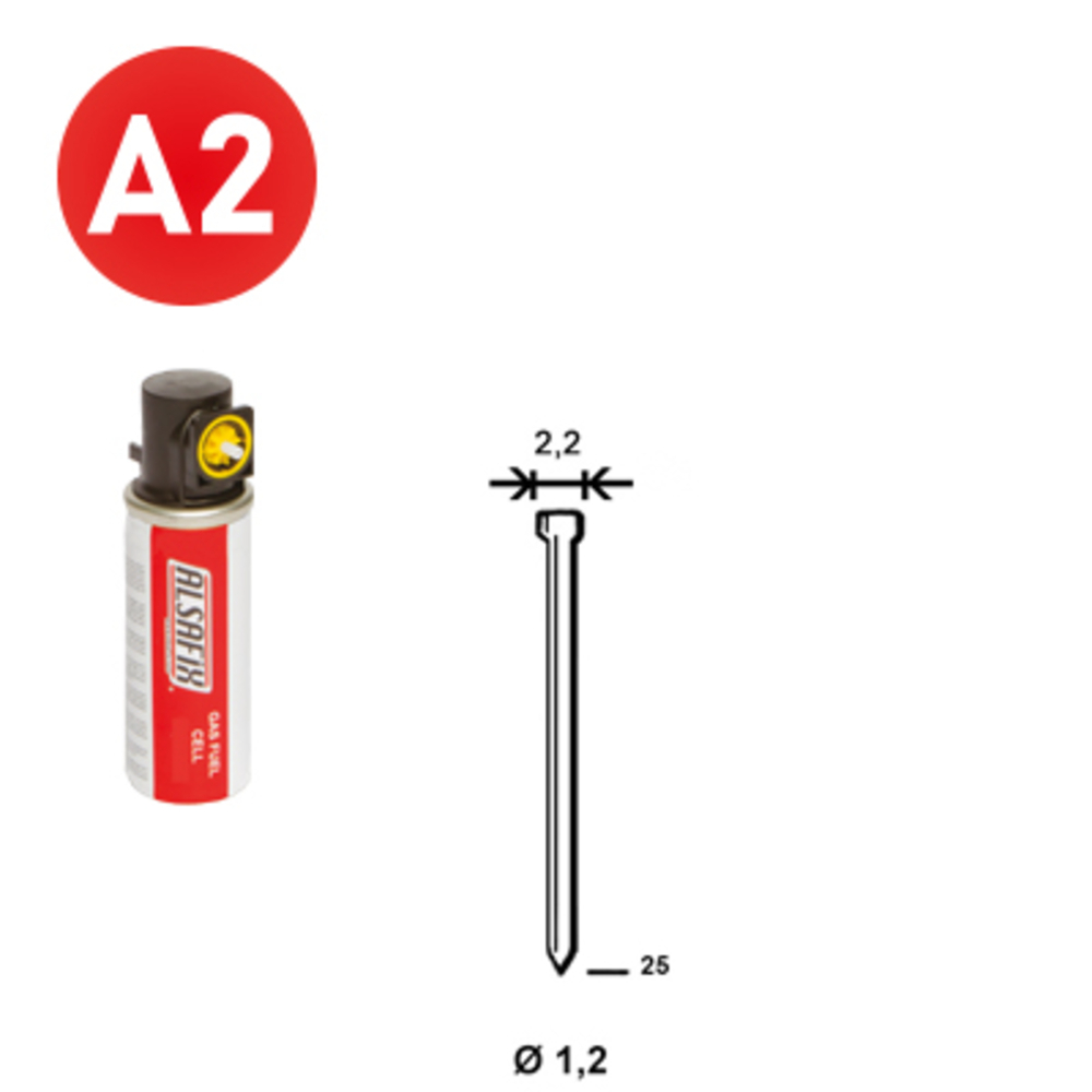 PACK 2 000 J-25 INOX + 2 GAZ GAZ0020 - ALSAFIX - P6J-259