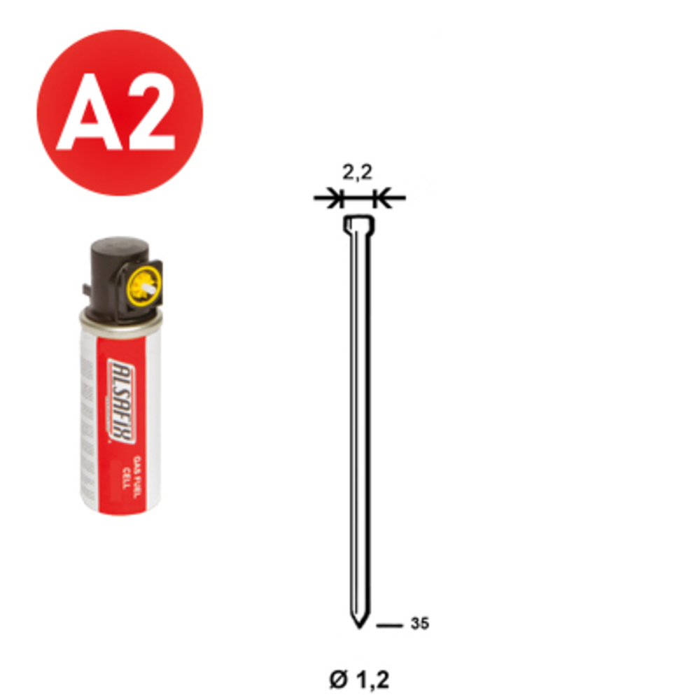 PACK 2 000 J-35 INOX + 2 GAZ GAZ0020 - ALSAFIX - P6J-359