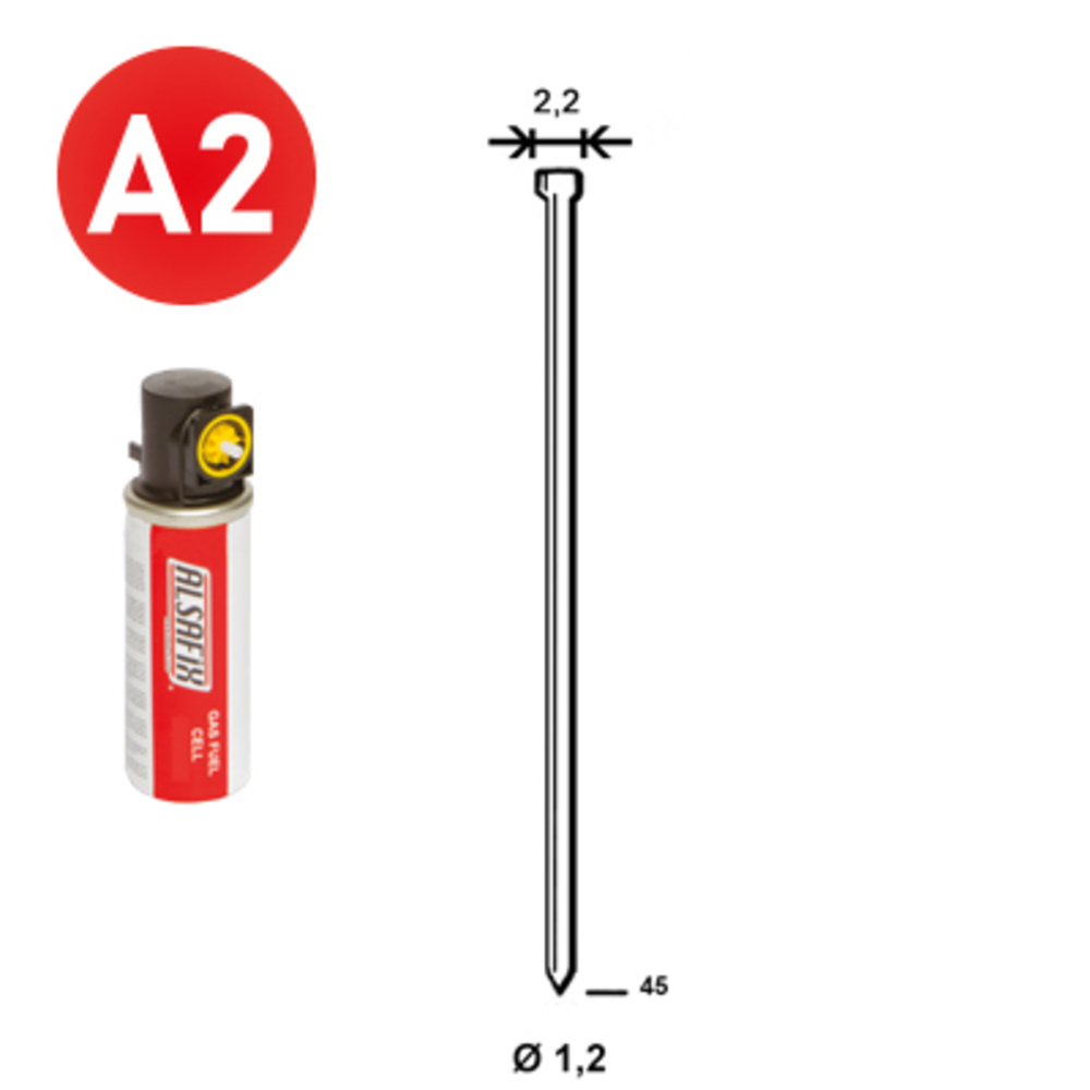 PACK 2 000 J-45 INOX + 2 GAZ GAZ0020 - ALSAFIX - P6J-459