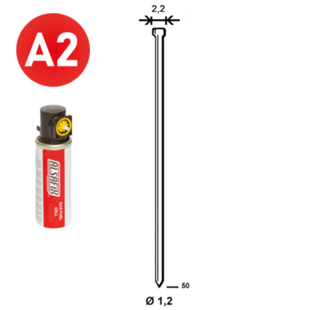 PACK 2 000 J-50 INOX + 2 GAZ GAZ0020 - ALSAFIX - P6J-509
