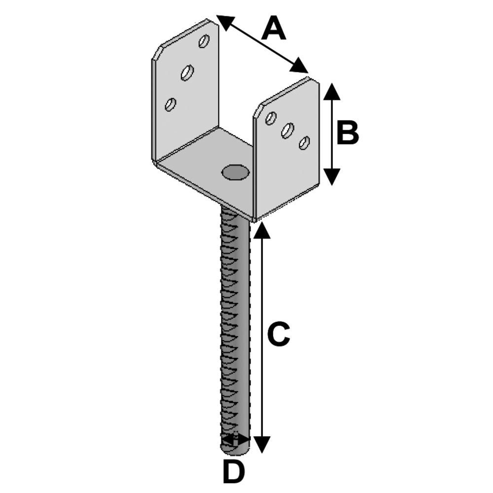 PIED À ANCRER U2 - 121 - ALSAFIX - PAU121