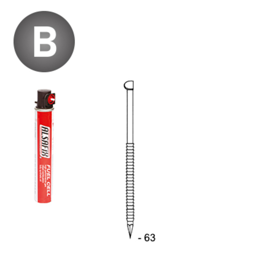 PACK D34 2,8 X 63 ANNELÉES - 3300 POINTES + 3 GAZ - ALSAFIX - PD3428632