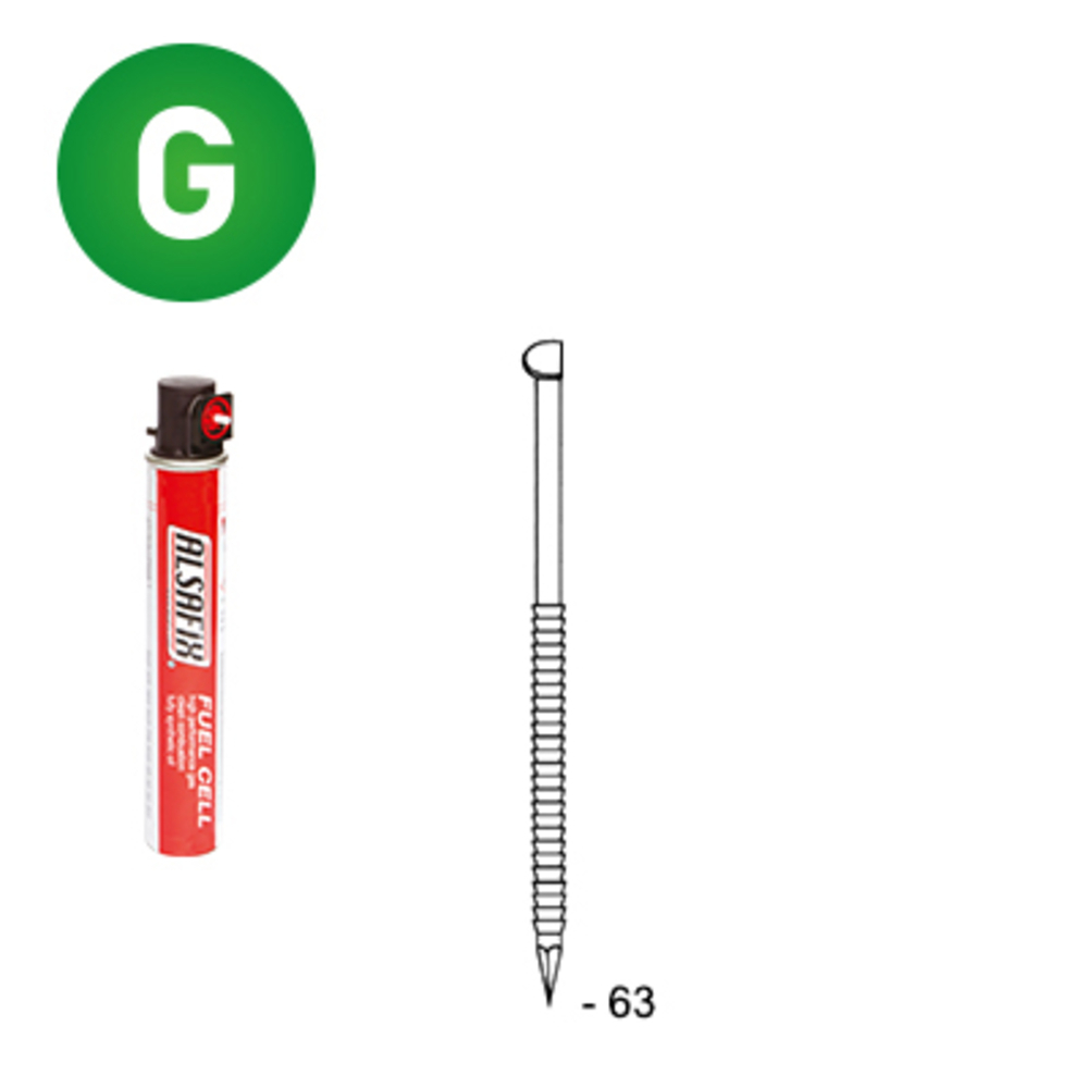 PACK D34 28 X 63 ANNELÉE GALVANISÉE - 3300 POINTES + 3 GAZ - ALSAFIX - PD3428636