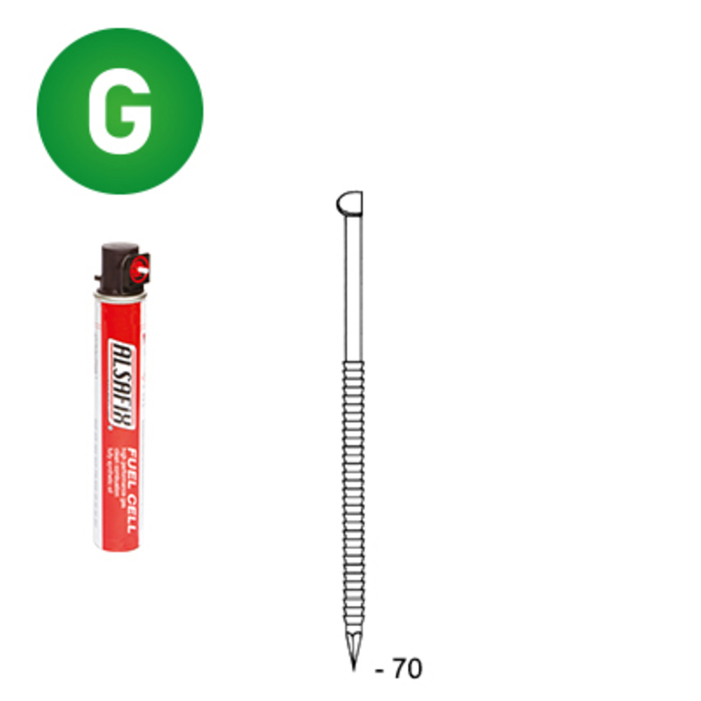 PACK D34 28 X 70 ANNELÉE GALVANISÉE - 2200 POINTES + 2 GAZ - ALSAFIX - PD3428706