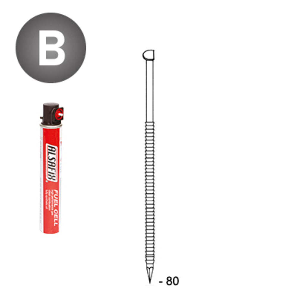 PACK D34 2,8 X 80 ANNELÉES - 2200 POINTES + 2 GAZ - ALSAFIX - PD3428802