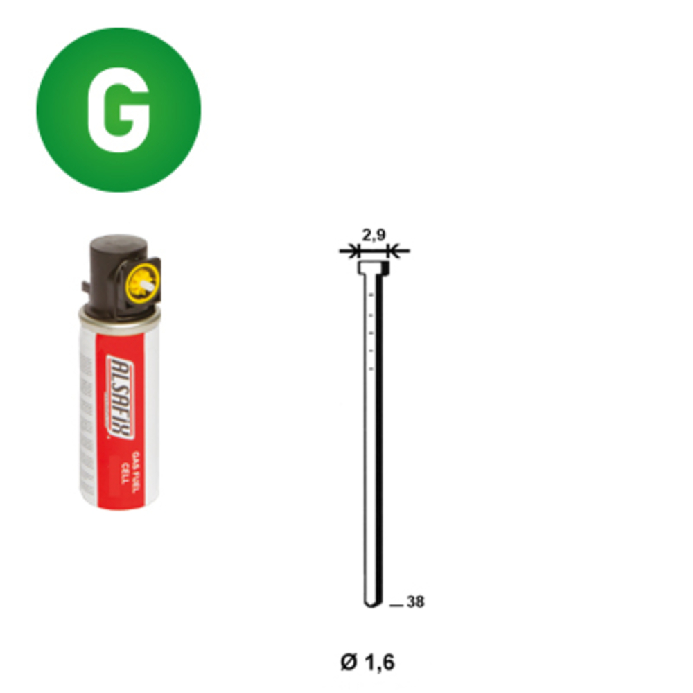 PACK Pointes fines BRADS 20°+GAZ 16/38 GALVA - ALSAFIX - PO62350