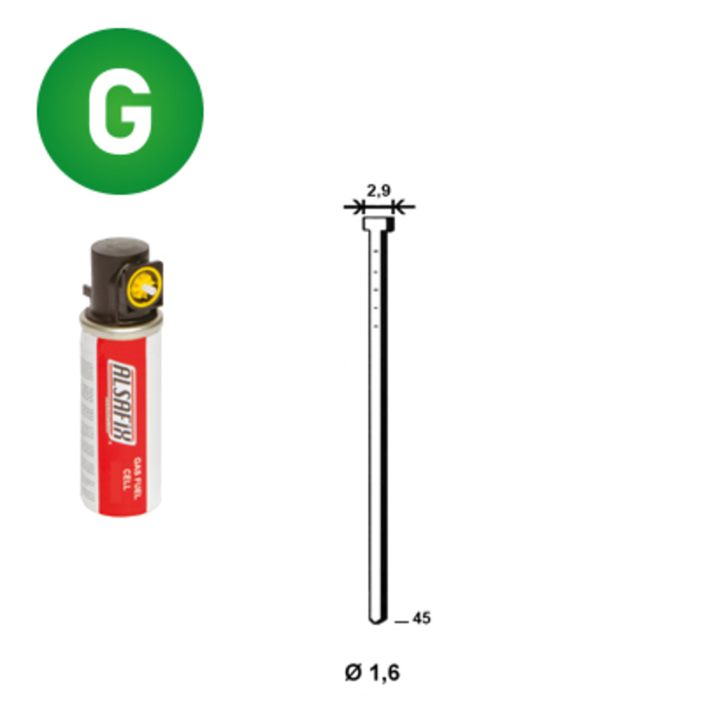 PACK Pointes fines BRADS 20°+GAZ 16/45 GALVA - ALSAFIX - PO62360
