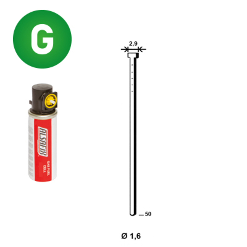 PACK Pointes fines BRADS 20°+GAZ 16/50 GALVA - ALSAFIX - PO62370