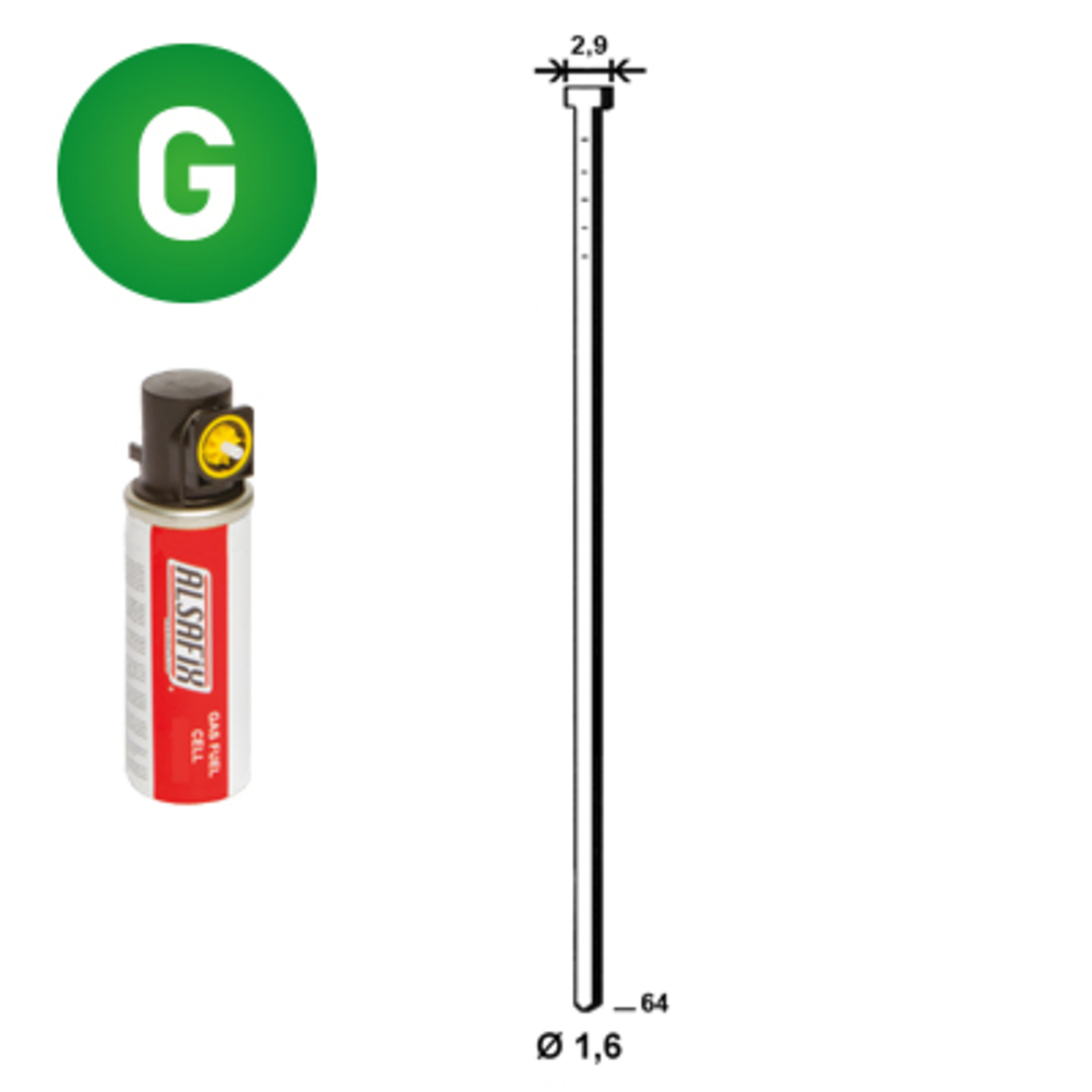 PACK Pointes fines BRADS 20°+GAZ 16/64 GALVA - ALSAFIX - PO62380
