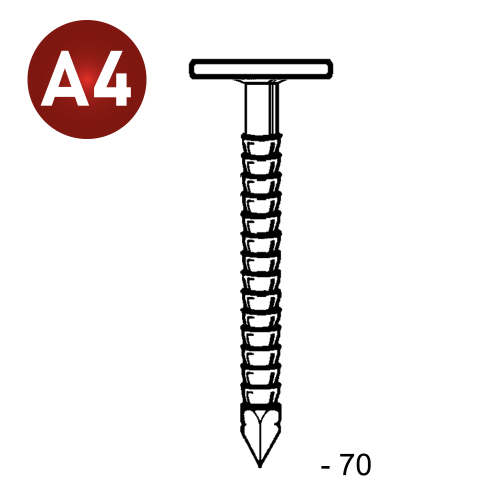 POINTES TÊTES EXTRA LARGE ANNELÉES INOX 3,1/3,4X70 - 1KG - ALSAFIX - TL310709