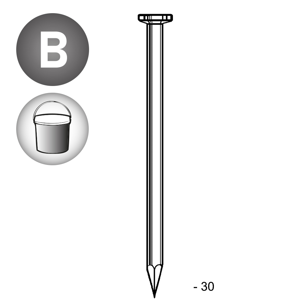 Pointe tête plate lisse 1,8X30 EN SEAU DE 5 KG - ALSAFIX - TP180301S