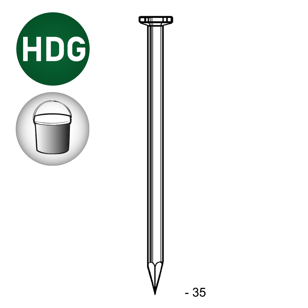 Pointe tête plate lisse HDG 2,0X35 EN SEAU DE 5 KG - ALSAFIX - TP200355S