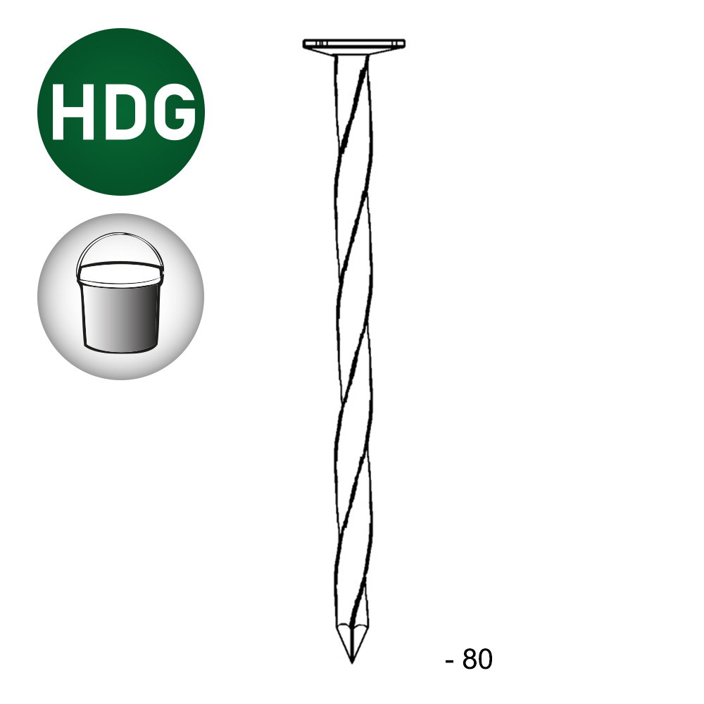 Pointe tête plate carré-torsadée HDG 3,1X80 EN SEAU DE 5 KG - ALSAFIX - TP310807S